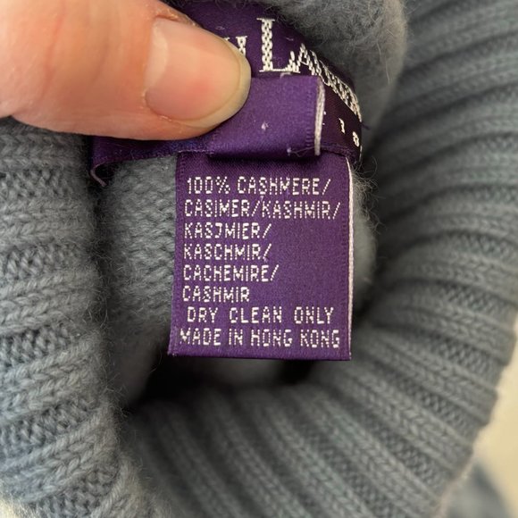 Ralph Lauren Collection Light Blue 100% Cashmere Turtleneck Sweater | Size L - Picture 5 of 7